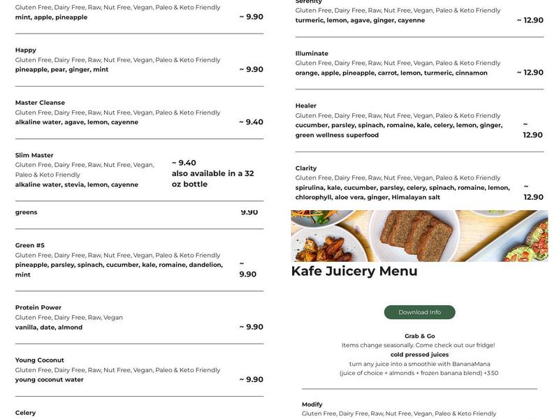 Kreation Juicery & Avoholic Bar - Tujunga Menu