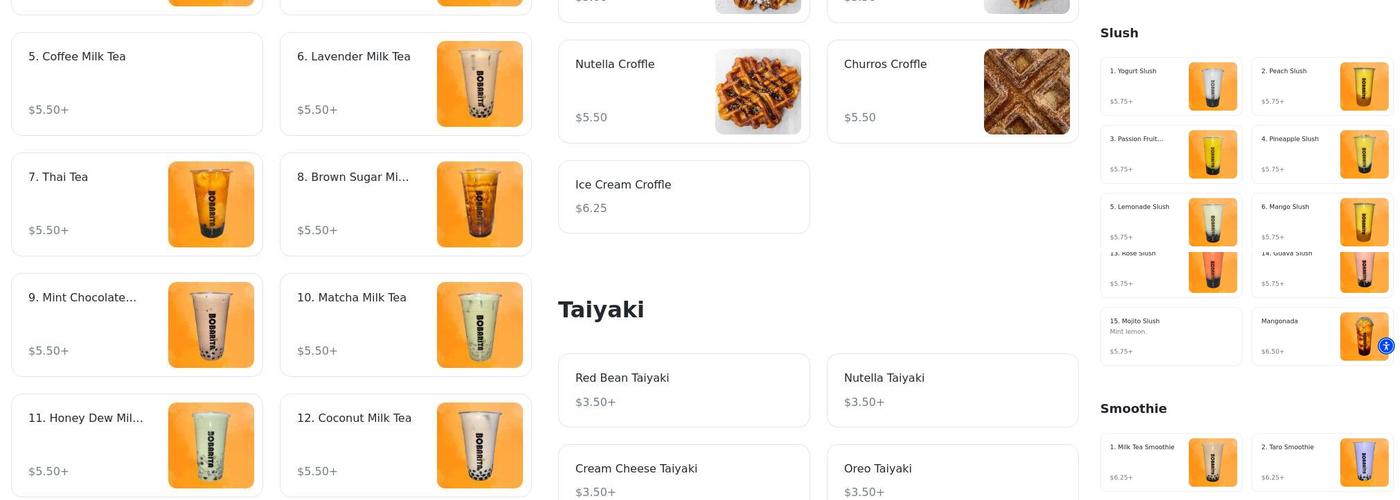 BOBARITA Menu