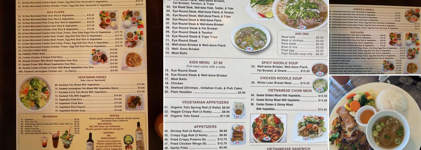 Pho Benny Menu
