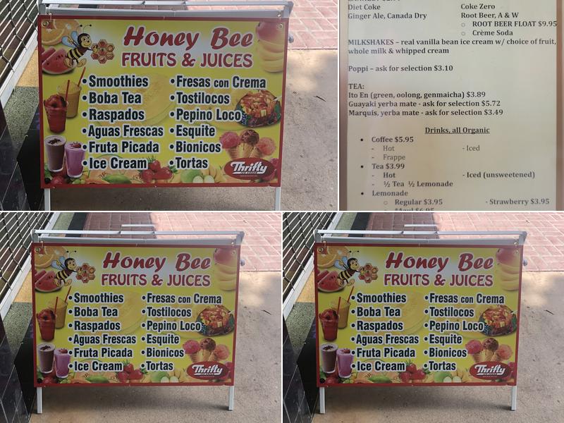 Honey Bee Fruits & Juices Menu