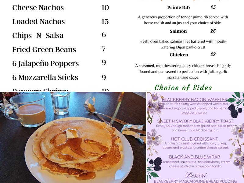 Adams Springs Golf Course Menu