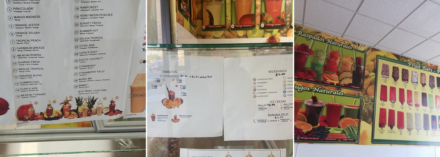 Cascada Refrescante Menu