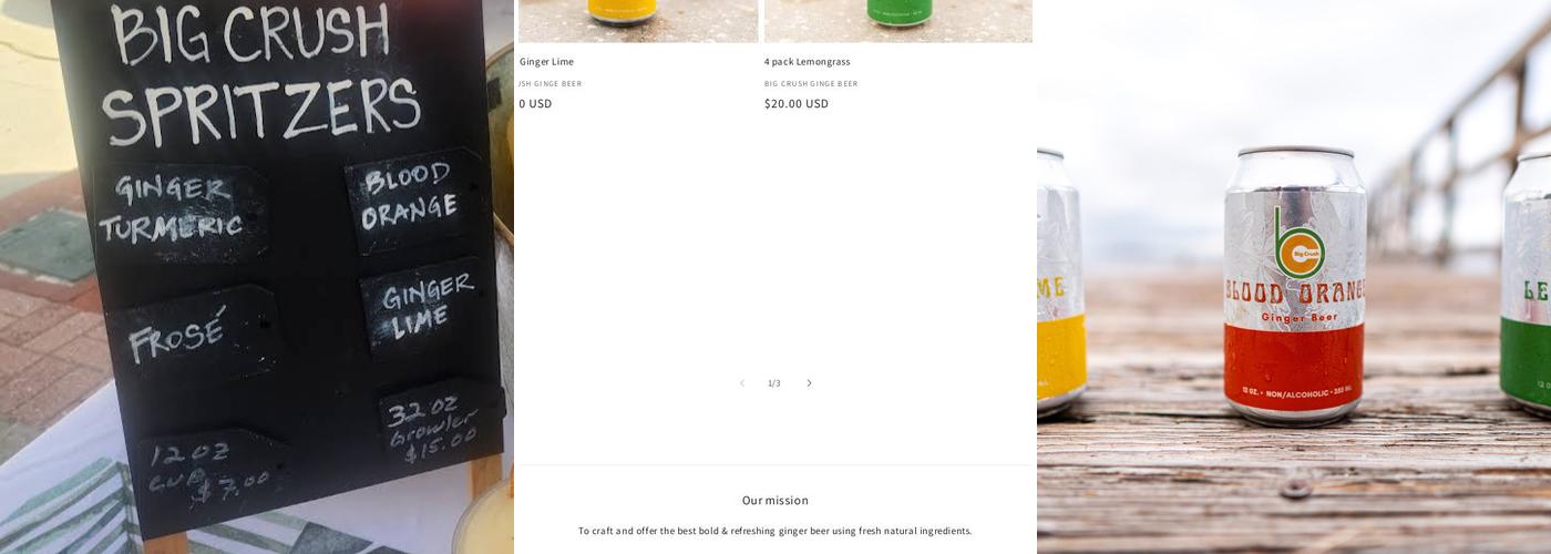 Big Crush Ginger Beer Menu