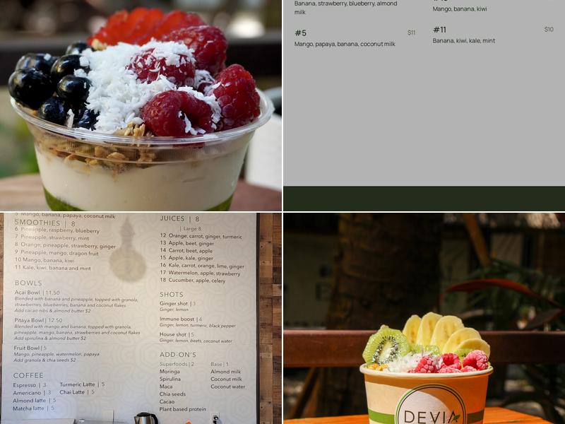 Devia Juice Bar at Upper Buena Vista Menu