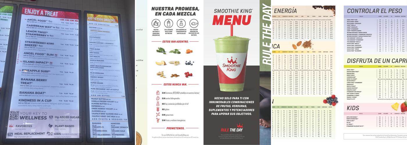 Smoothie King Menu
