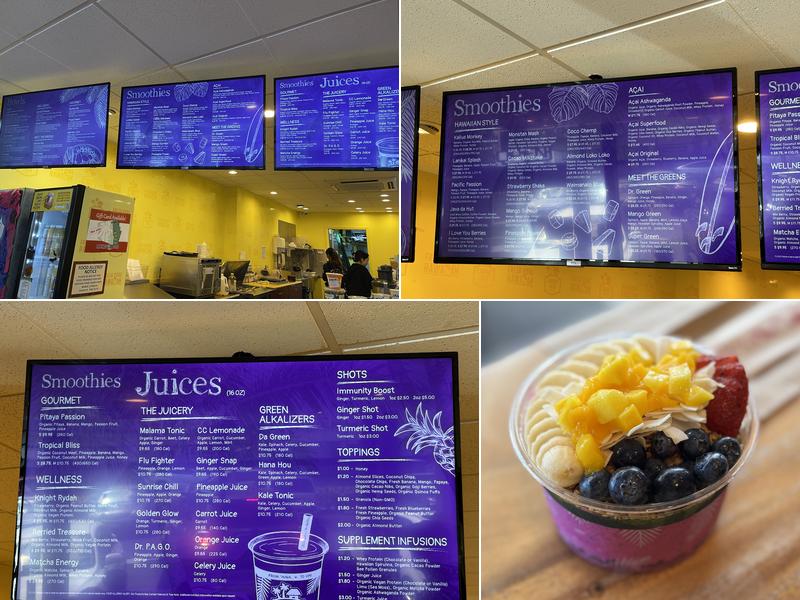 Lanikai Juice, Kakaako Menu