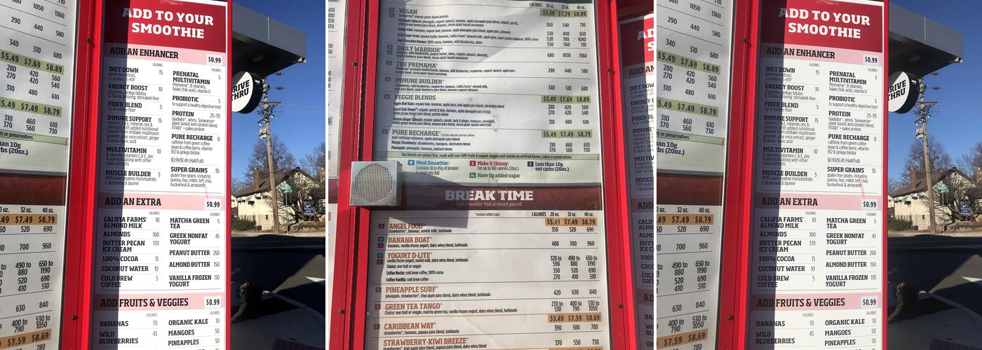 Smoothie King Menu