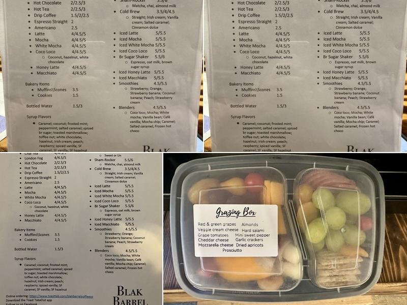 Blak Barrel Coffee Co. Menu