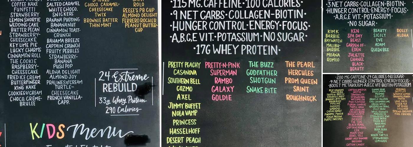 Bayou Fit Nutrition Menu