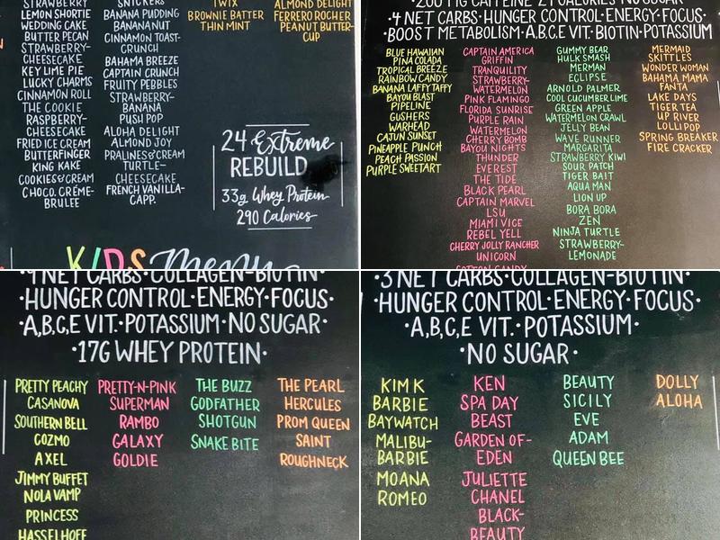 Bayou Fit Nutrition Menu