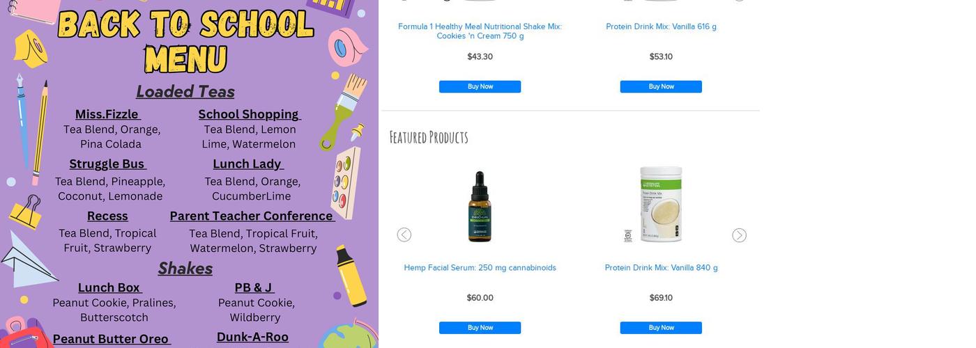 Rhode Island Nutrition Menu