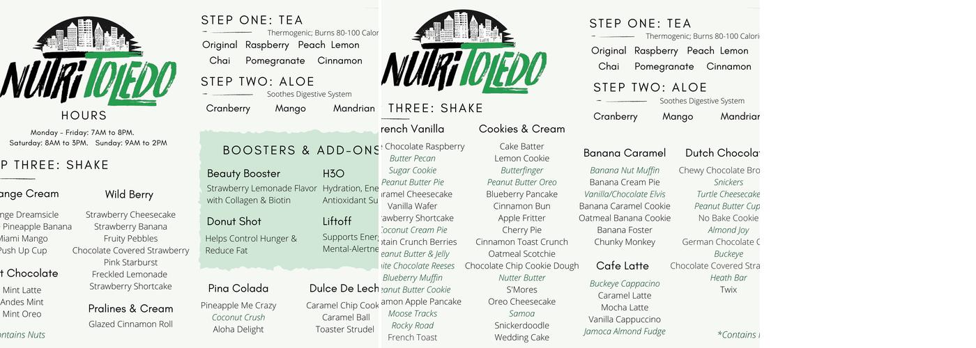 NutriToledo Menu