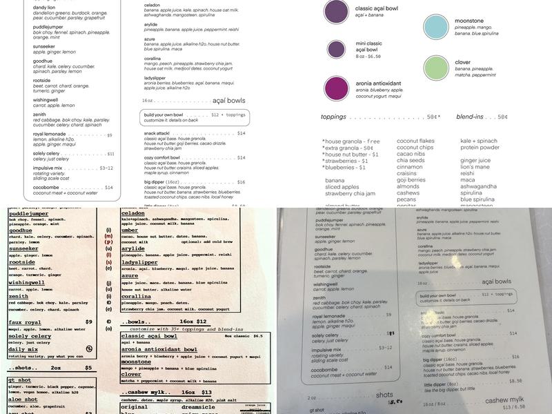 impulse juice co Menu
