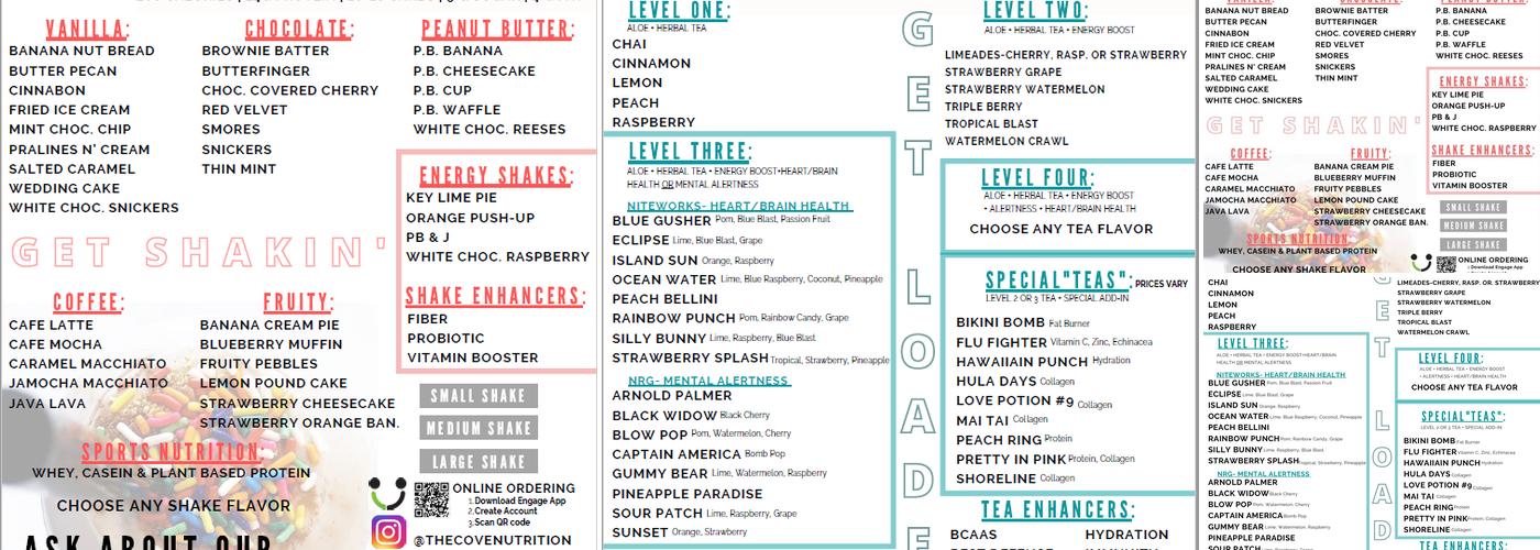 The Cove Nutrition - Herbalife Menu