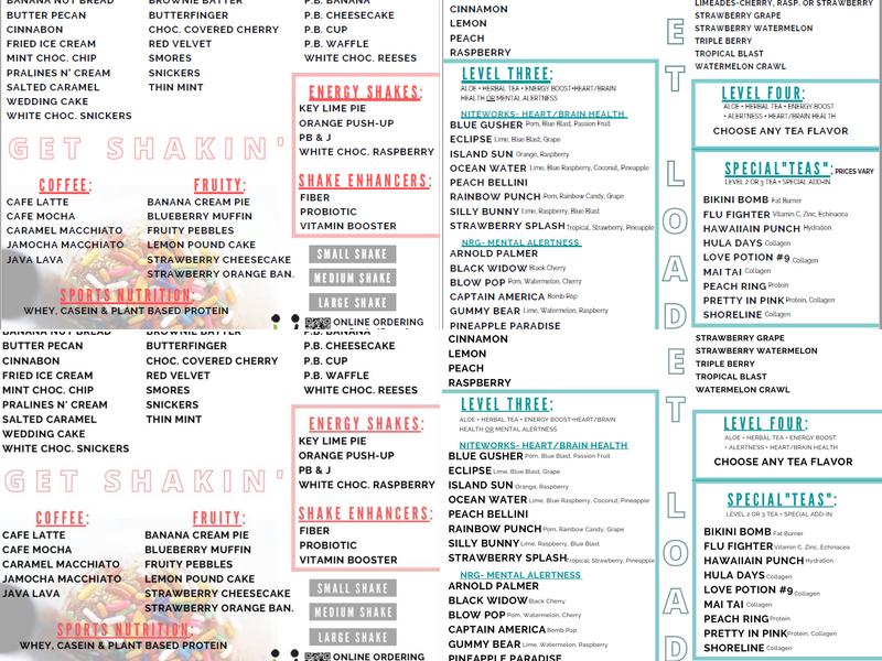 The Cove Nutrition - Herbalife Menu