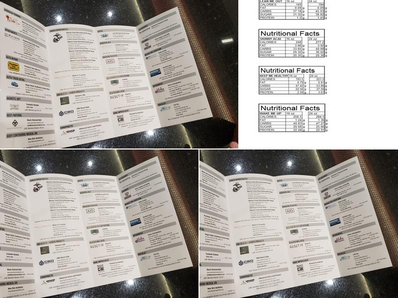 Juice Bar at LVAC Menu