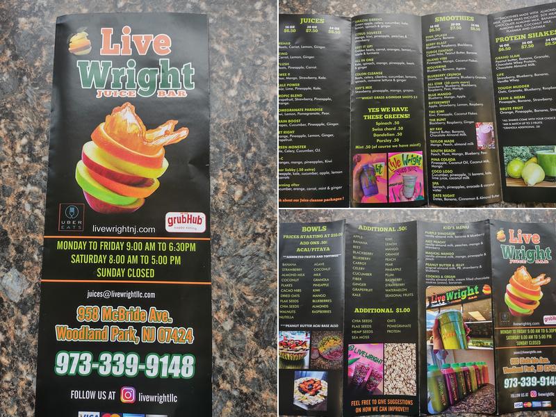 Live Wright Menu
