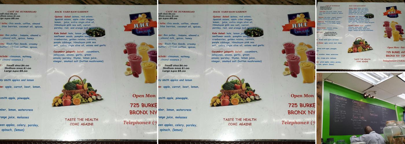 Juice Lounge Menu