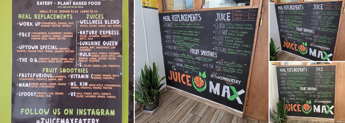 Juice Max LLC Menu