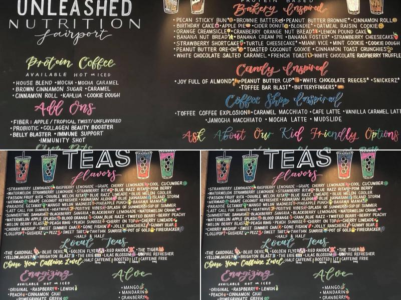 Unleashed nutrition Menu