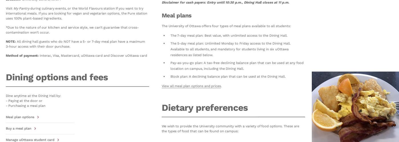 Dining Hall Menu