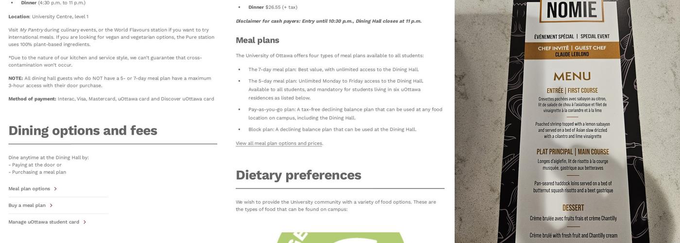 Dining Hall Menu