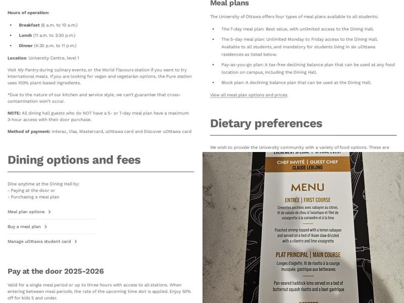 Dining Hall Menu