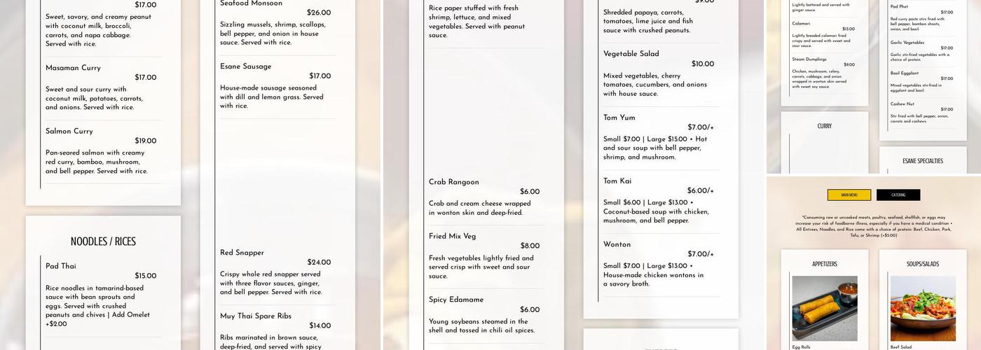 Thai Esane Menu