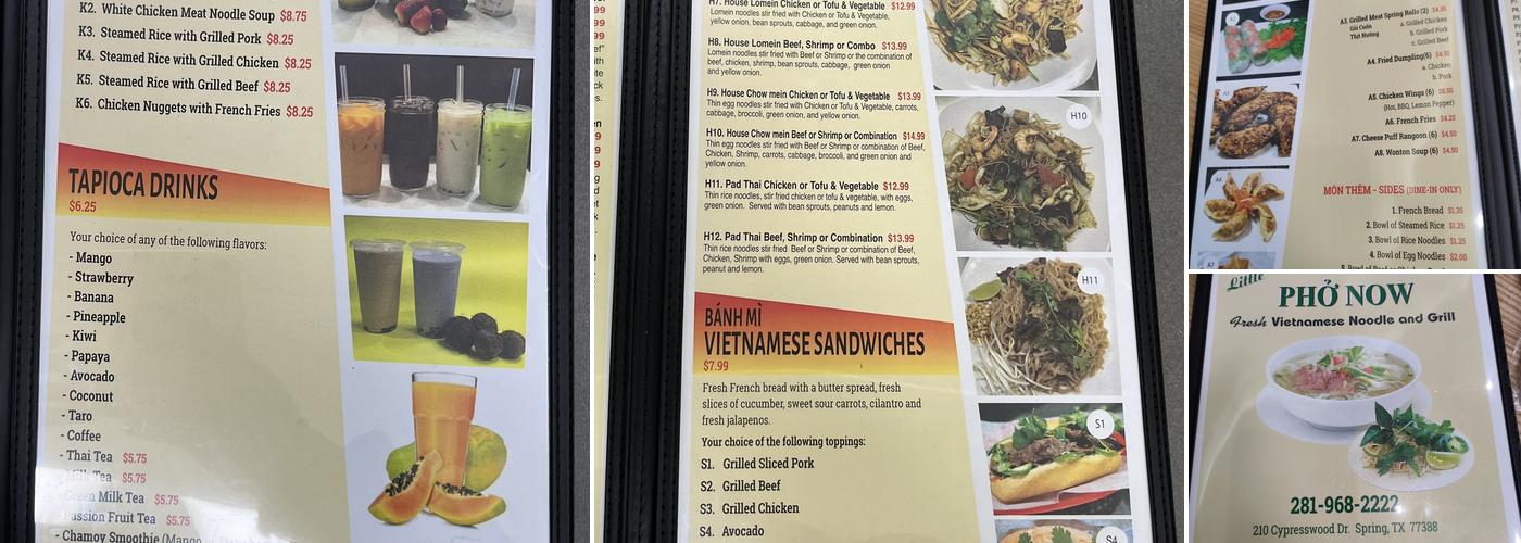 Pho Now Menu