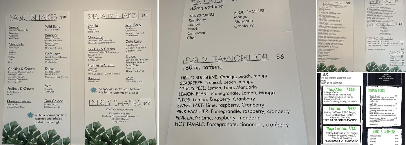 Steadfast Nutrition Menu