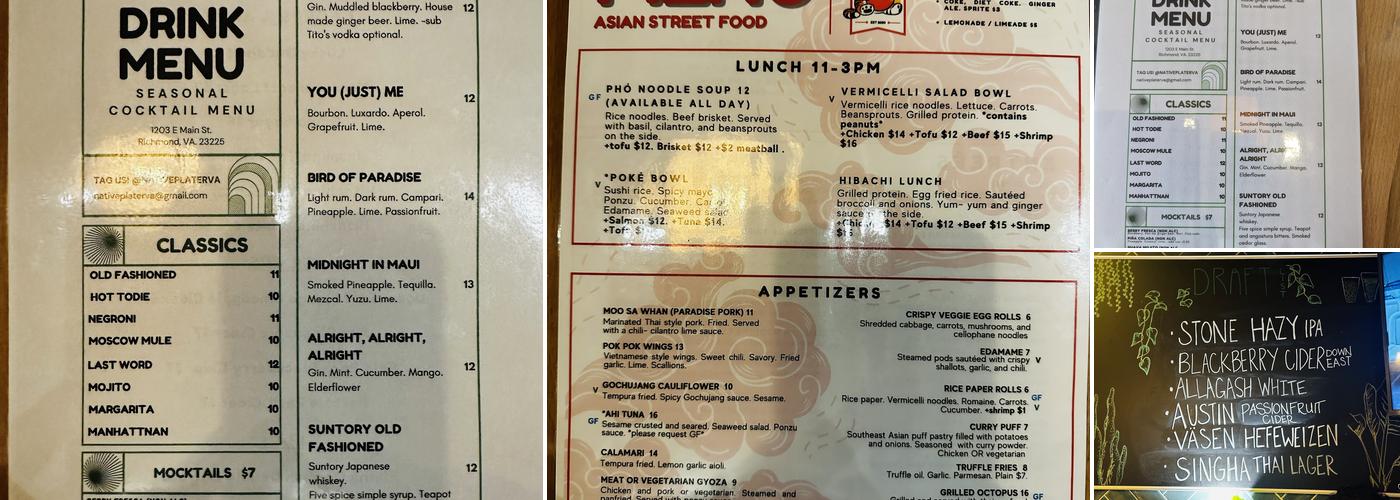 Native Plate Menu