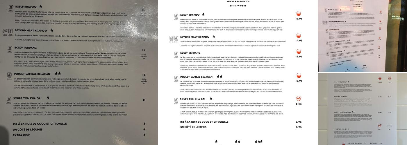 Krapow Menu