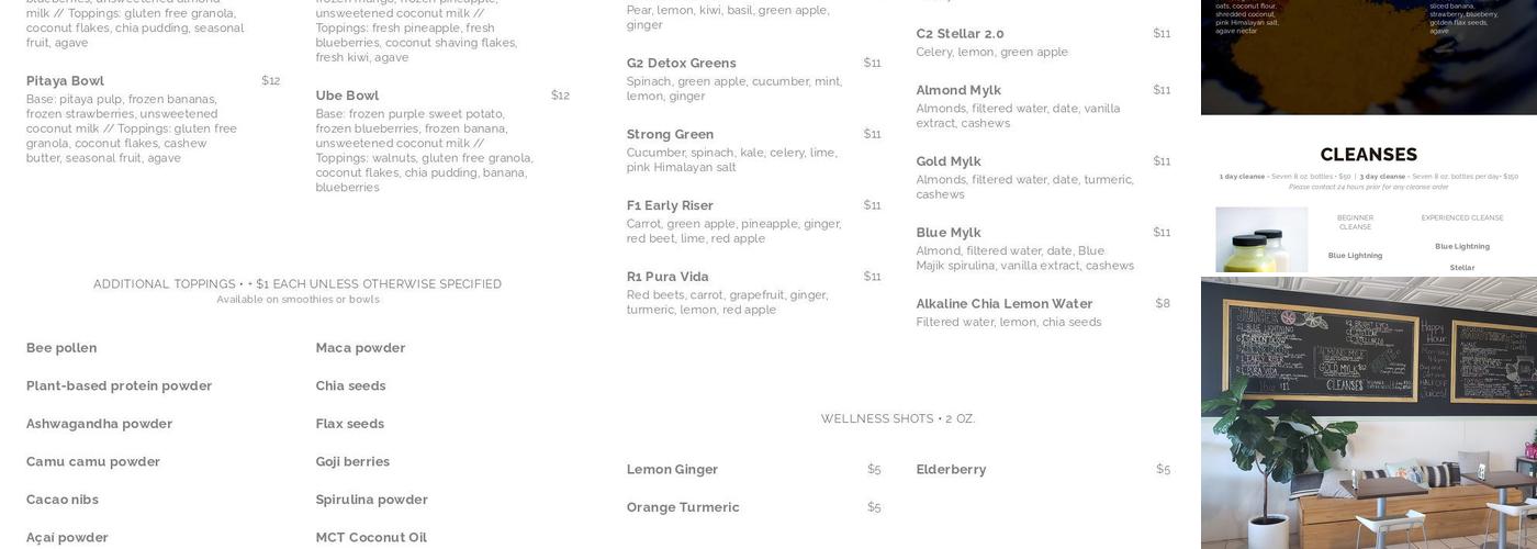 Cold Press Cafe Menu