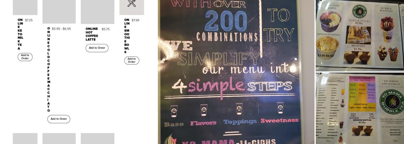 Yo Mama Bubble Tea Menu