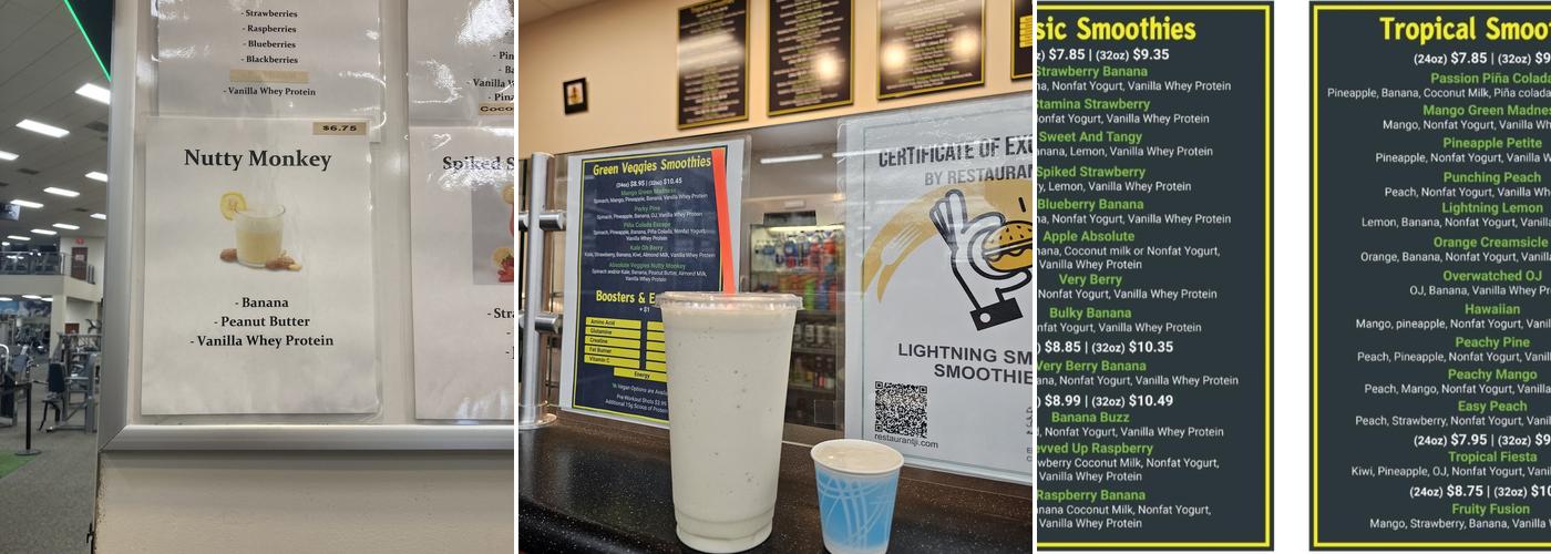 Lightning Smooth Smoothies Menu