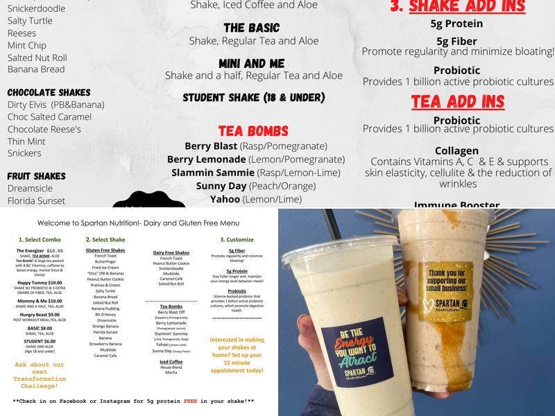 Spartan Nutrition Menu