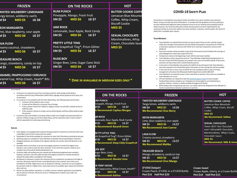 Concoctions Menu