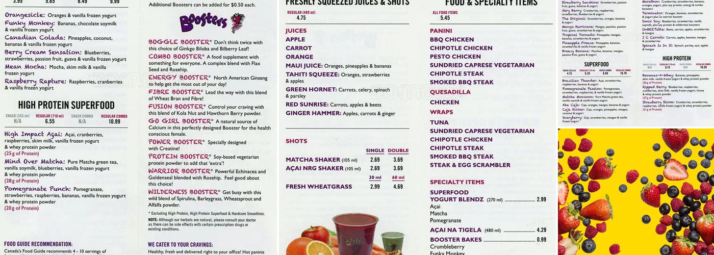 Booster Juice Menu