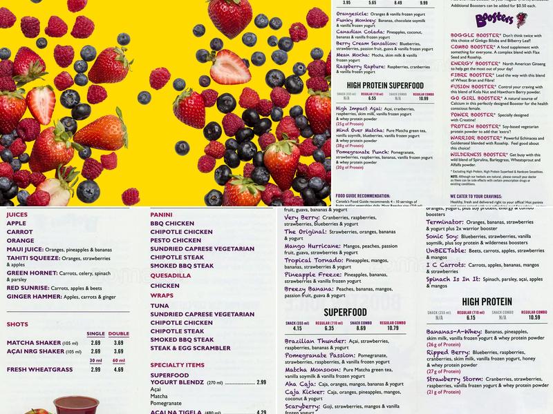 Booster Juice Menu