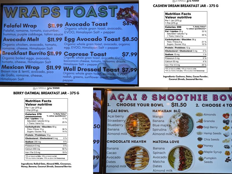 Green Press Menu