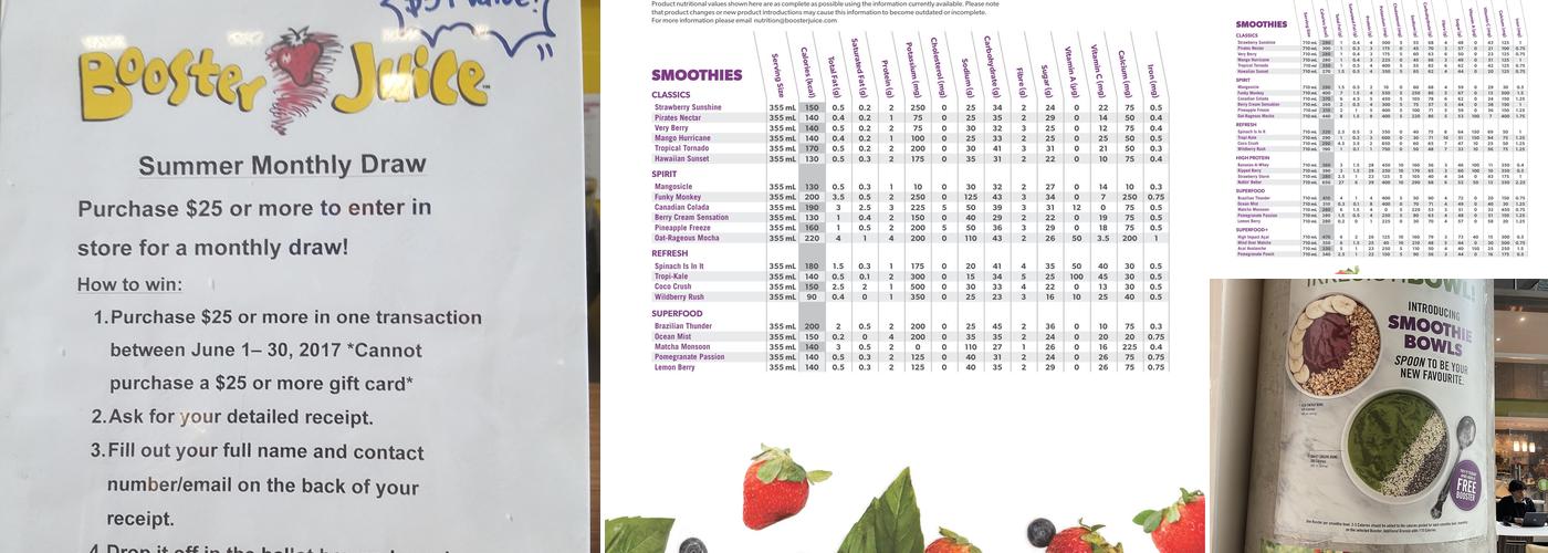 Booster Juice Menu