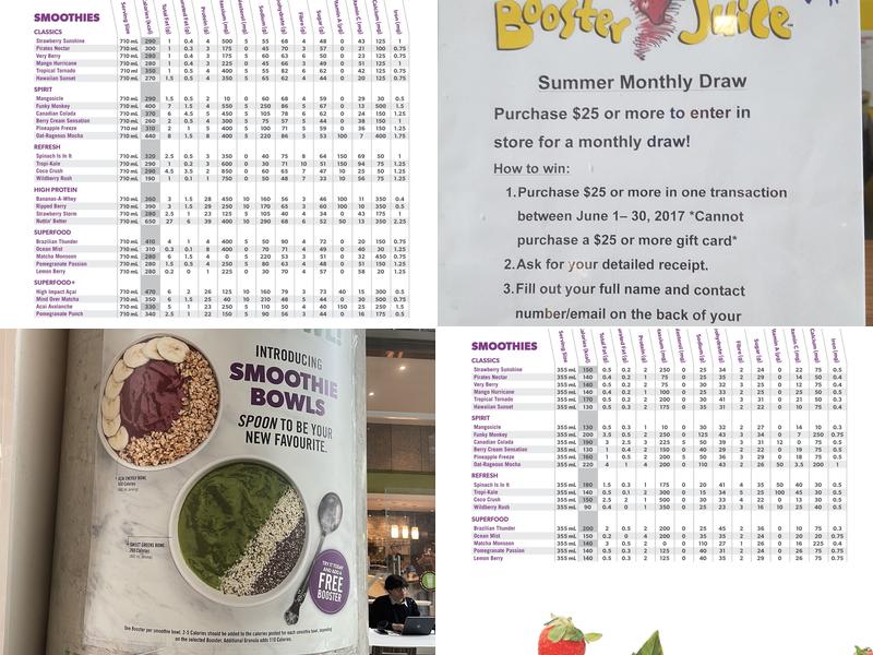 Booster Juice Menu
