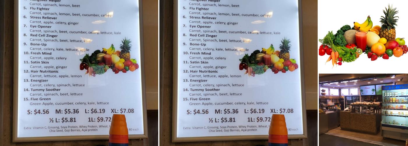 Tropical Energy Juice Bar Menu