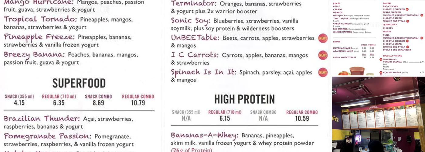 Booster Juice Menu