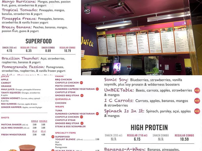 Booster Juice Menu