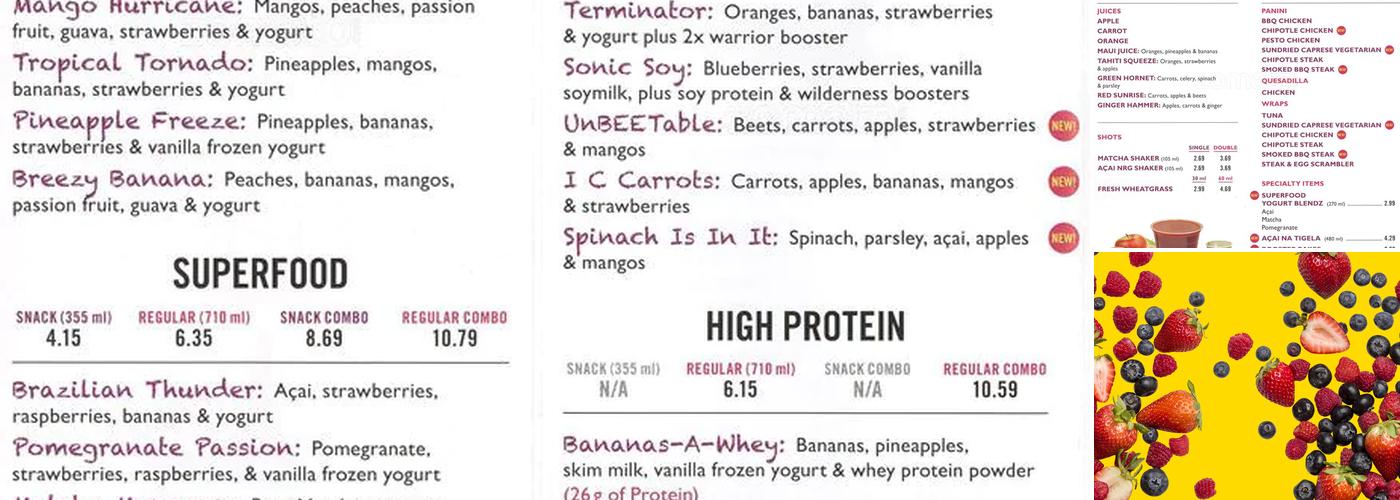 Booster Juice Menu