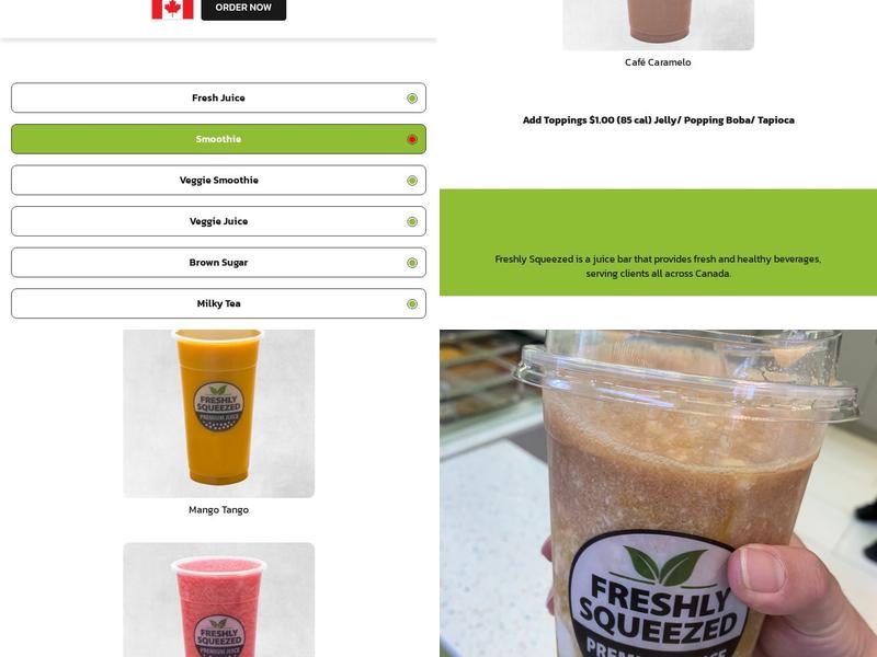 Freshly Squeezed Menu