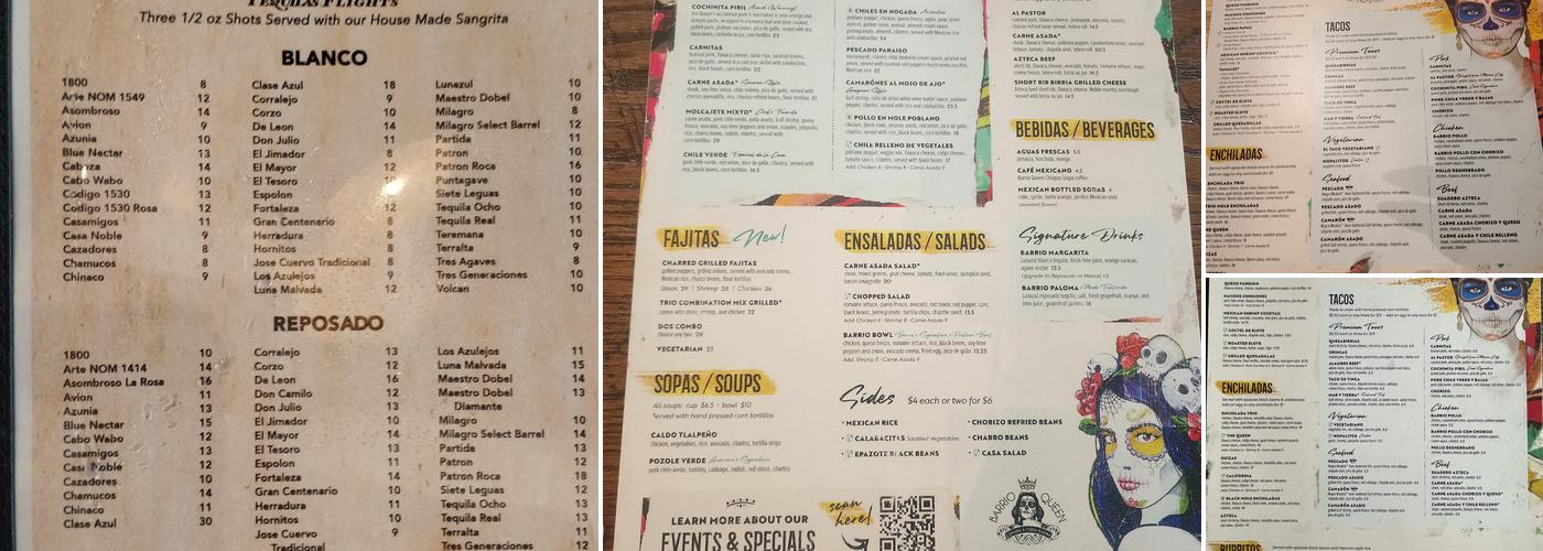 Barrio Queen Menu