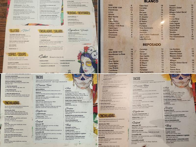 Barrio Queen Menu