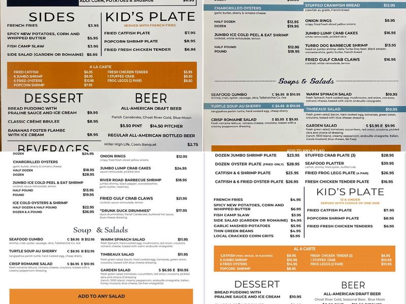 The Parish Oyster Bar & Restaurant Menu